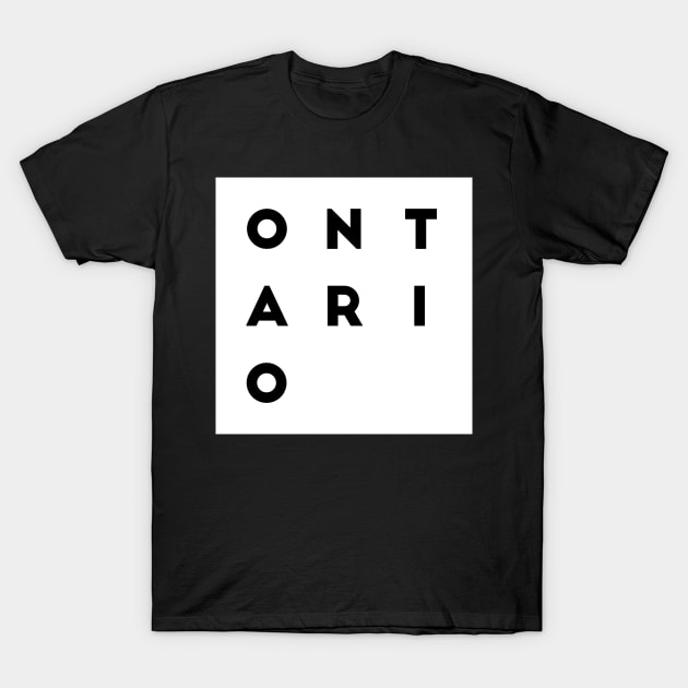 Ontario | White square, black letters | Canada T-Shirt by Classical